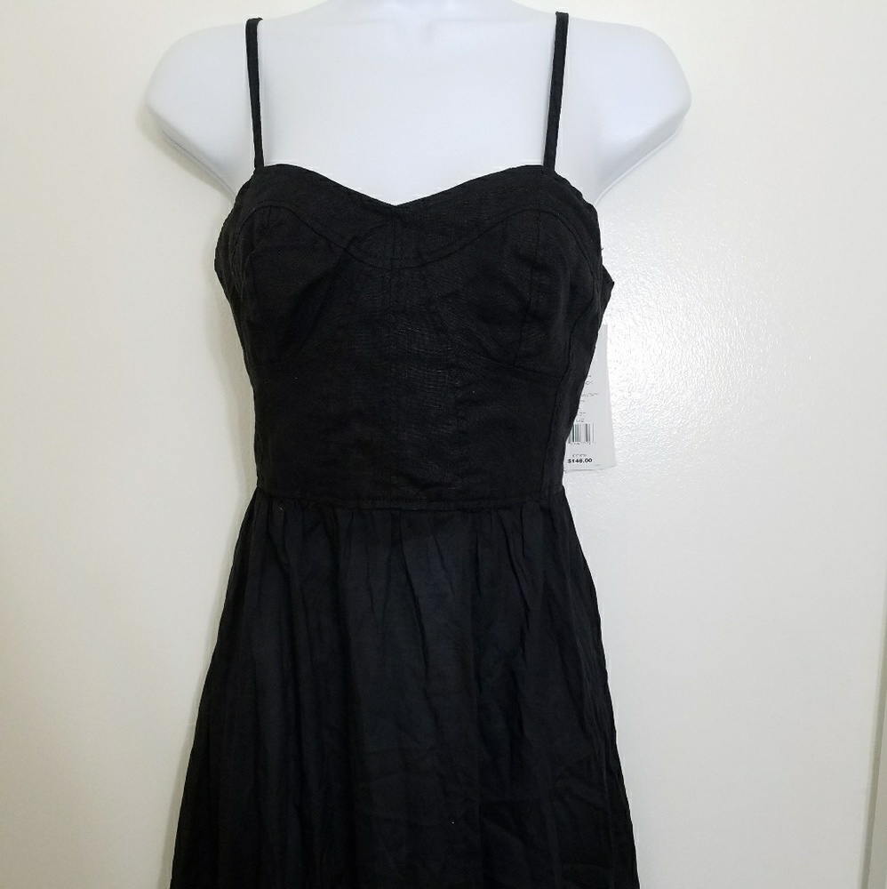 FCUK Lockhart Linen Black Strappy Dress sz 0/2
